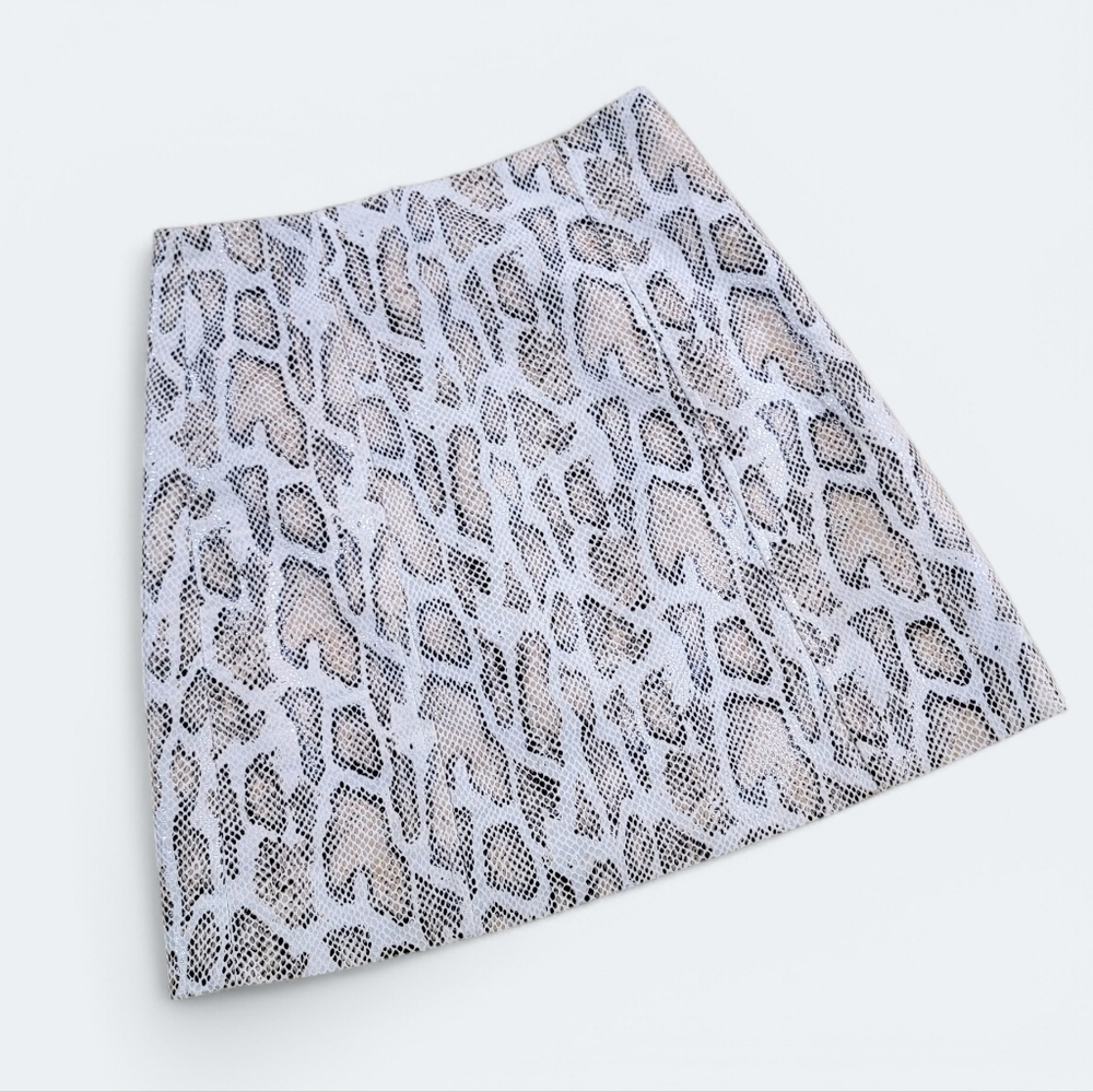 Fate Snakeskin Print Skirt ivory tan brown Size Small